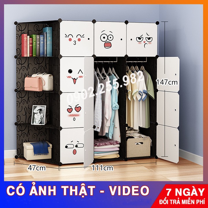 TỦ NHỰA LẮP GHÉP 16 Ô ĐỂ QUẦN ÁO ĐA NĂNG SIZE TO ( TÙY CHỌN MẪU TỦ )