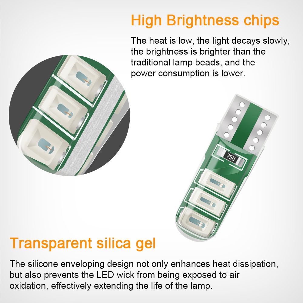 1 mảnh Bóng đèn LED silicone T10 W5W COB cho xe hơi Bóng LED T10 đèn xi nhan Trắng / Xanh Dương / Hồng