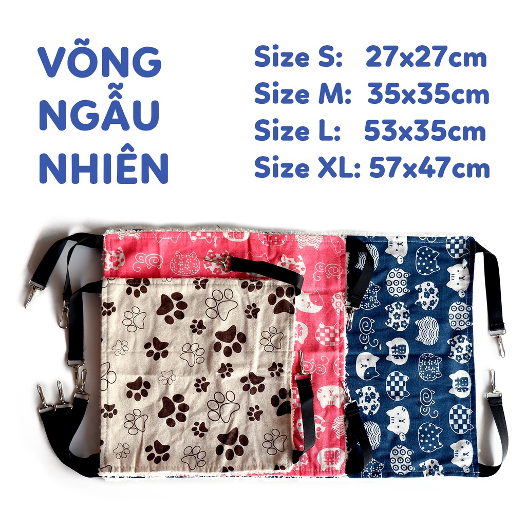 Võng cho mèo bằng vải một mặt bông mặt in hoa văn Lucky Cat và bàn chân chó Lapeta