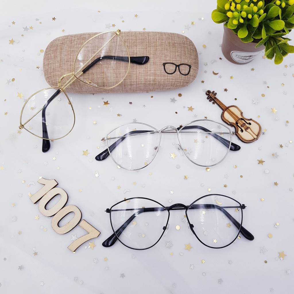 Mắt kính giả cận gọng xi hàn quốc form bầu💖FREESHIP💖gọng kính mát nữ sang chảnh AH1007 | BigBuy360 - bigbuy360.vn