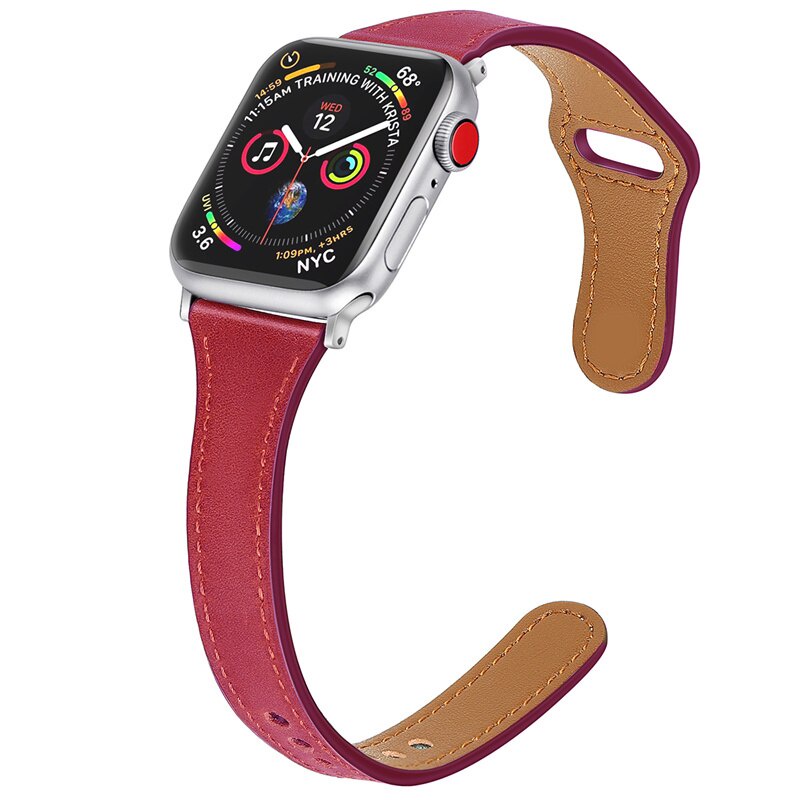 Dây đeo mỏng bằng da thật thích hợp cho đồng hồ thông minh apple iwatch dòng 44mm 42mm 40mm 38mm 7 6 se 5 4 3