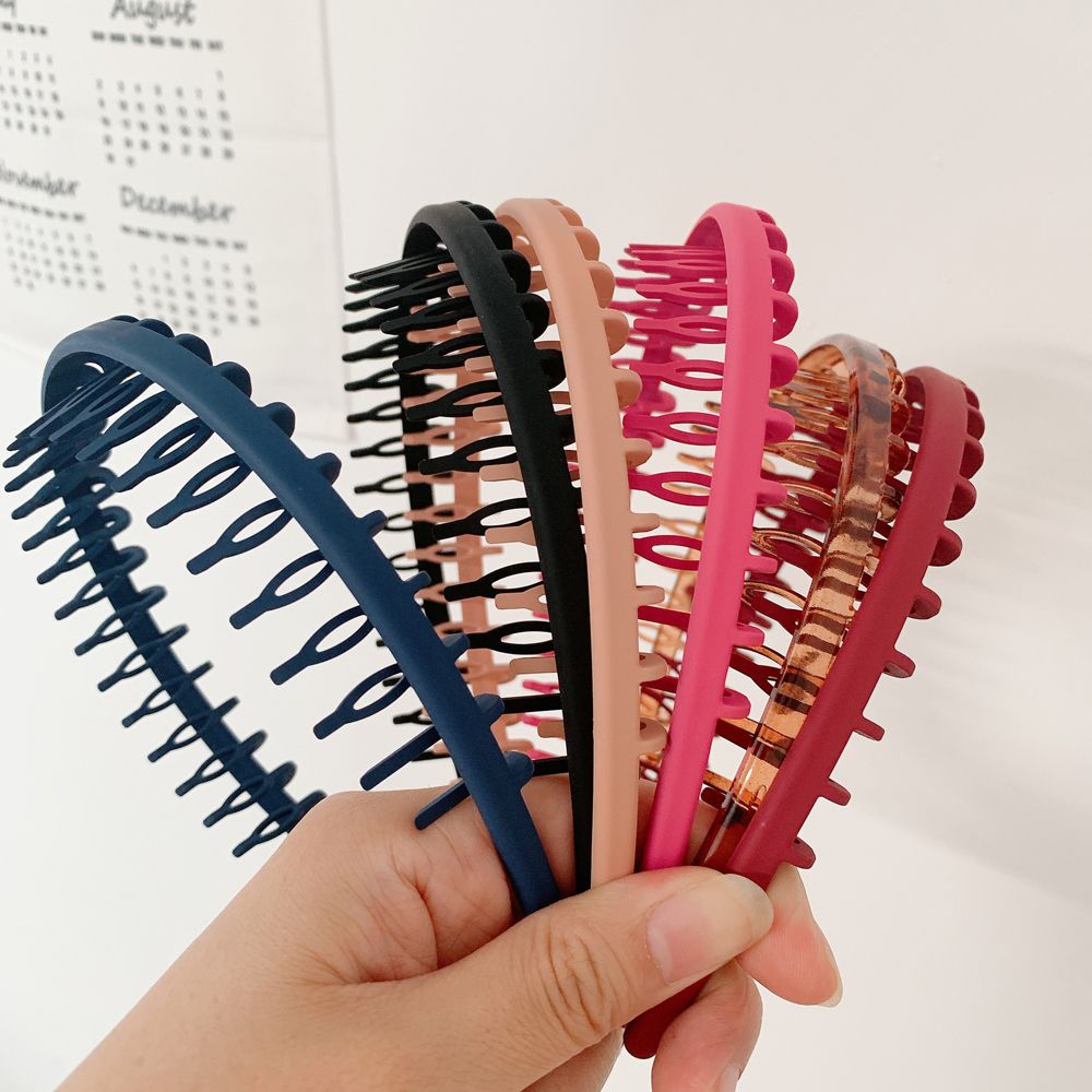 Băng Đô Cài Tóc Bằng Nhựa Màu Trơn Chống Trượt Phong Cách Hàn Quốc Cổ Điển Cho Nữ