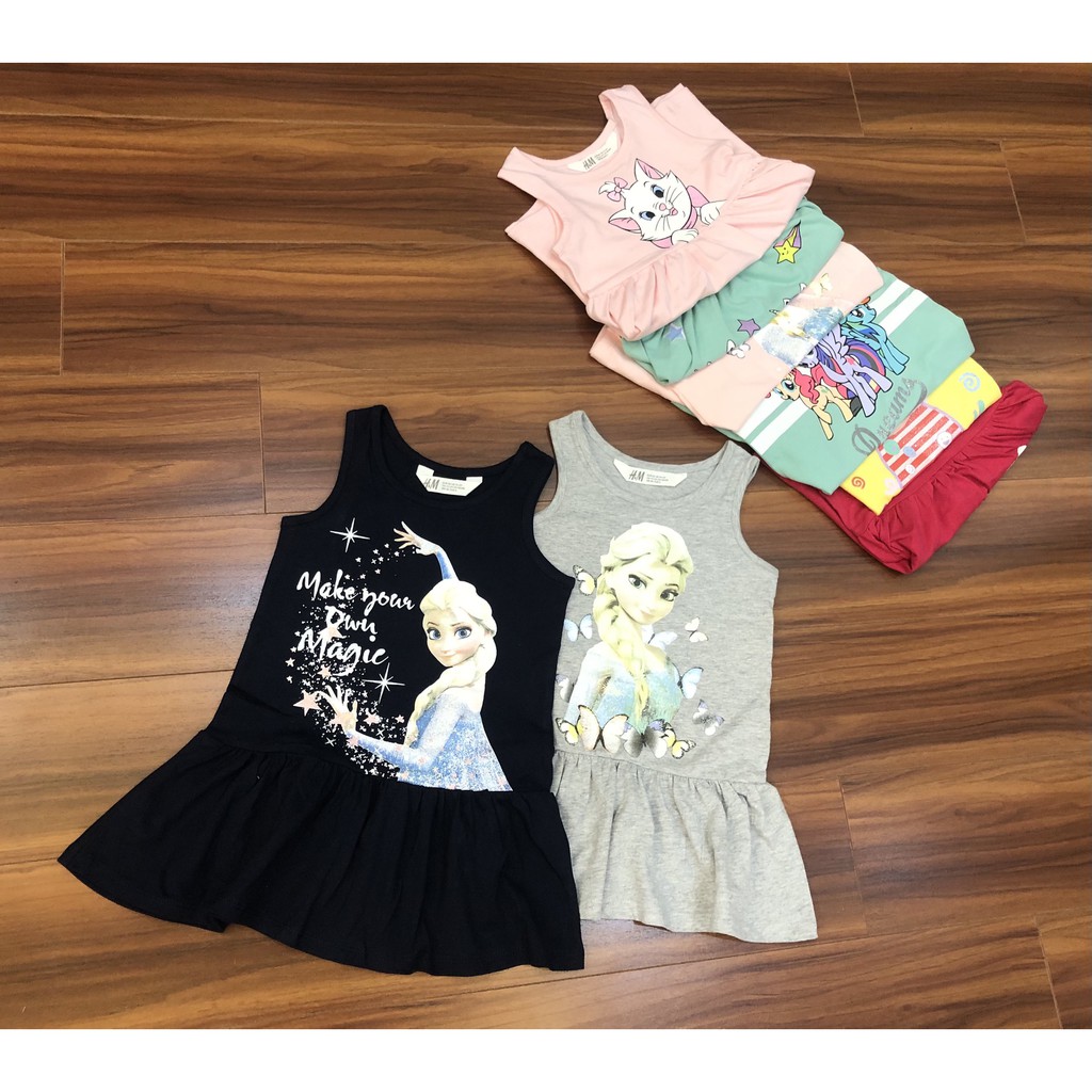 Váy HM elsa, pony, mickey, peppa bé gái, Chất cotton cực mát. Nhiều mẫu - Size 1½ - 10 tuổi.