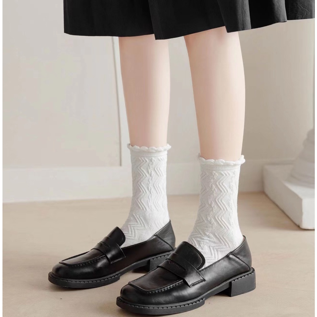 Vớ Cotton Cổ Cao Màu Sắc Ngọt Ngào Dễ Phối Đồ Thời Trang Phong Cách Hàn Quốc Cho Nữ