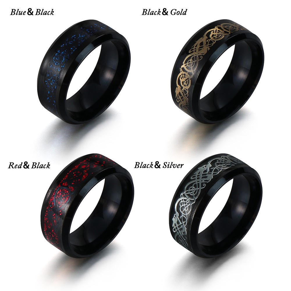 Nhẫn Cưới Bằng Thép Không Gỉ Màu Đen Size 6-13 Thời Trang Dành Cho Nam
