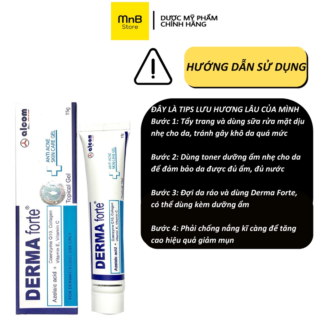 Derma Forte Gel giảm mụn thâm làm sáng da cho da dầu mụn nhạy cảm 15g