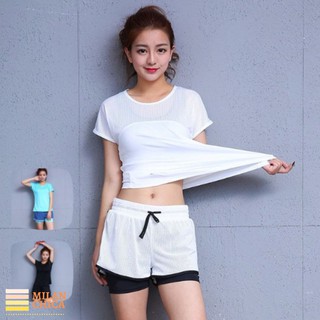 Set Bộ Quần Đùi Ngắn Áo Thun Phông Thể Thao Nữ Slam (Đồ Tập Gym, Yoga) - Cửa Hàng Việt Nam - Livan Sport