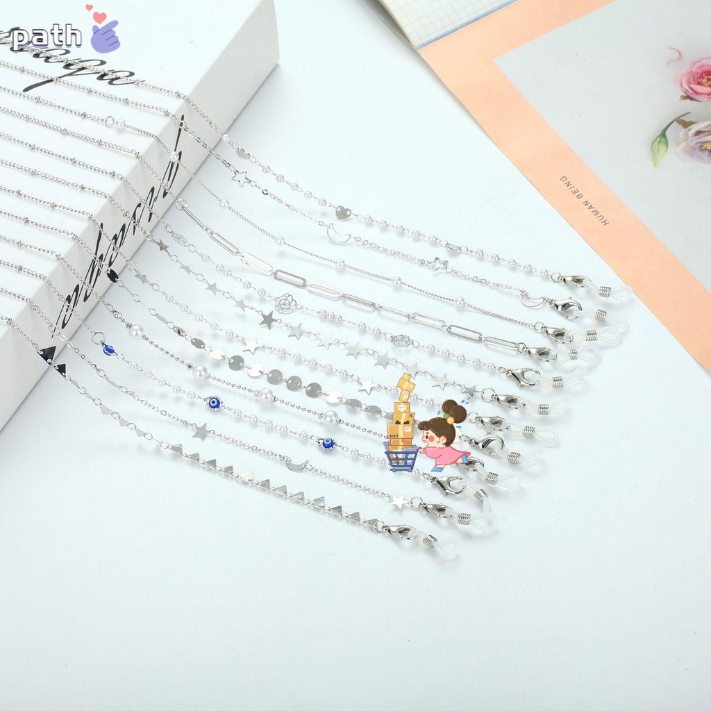 Dây đeo gắn mắt kính bằng kim loại đính ngọc trai nhân tạo thời trang