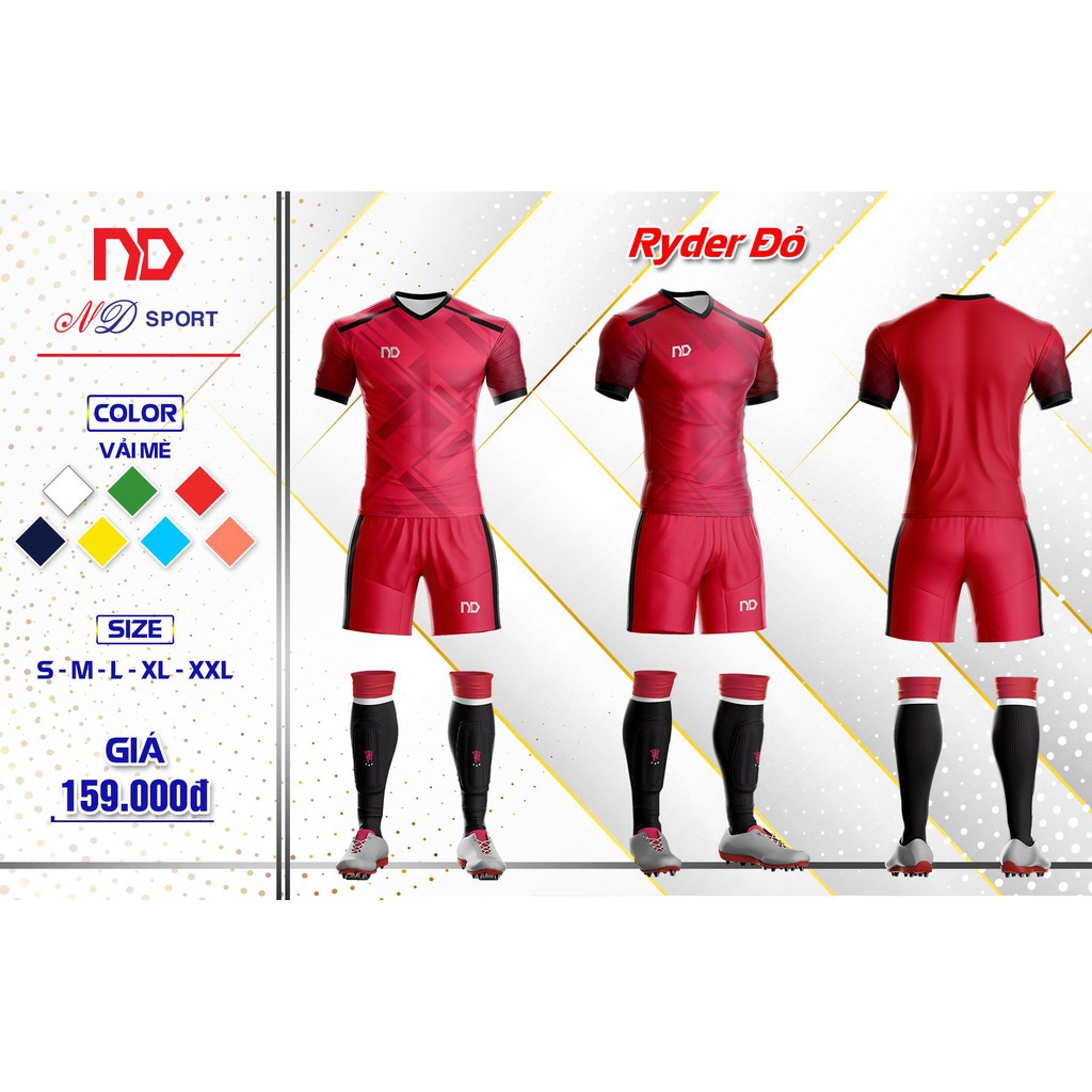 [KHUYẾN MÃI] ÁO BÓNG ĐÁ -  Quần Áo Bóng đá không logo vãi mè cao cấp Ryder