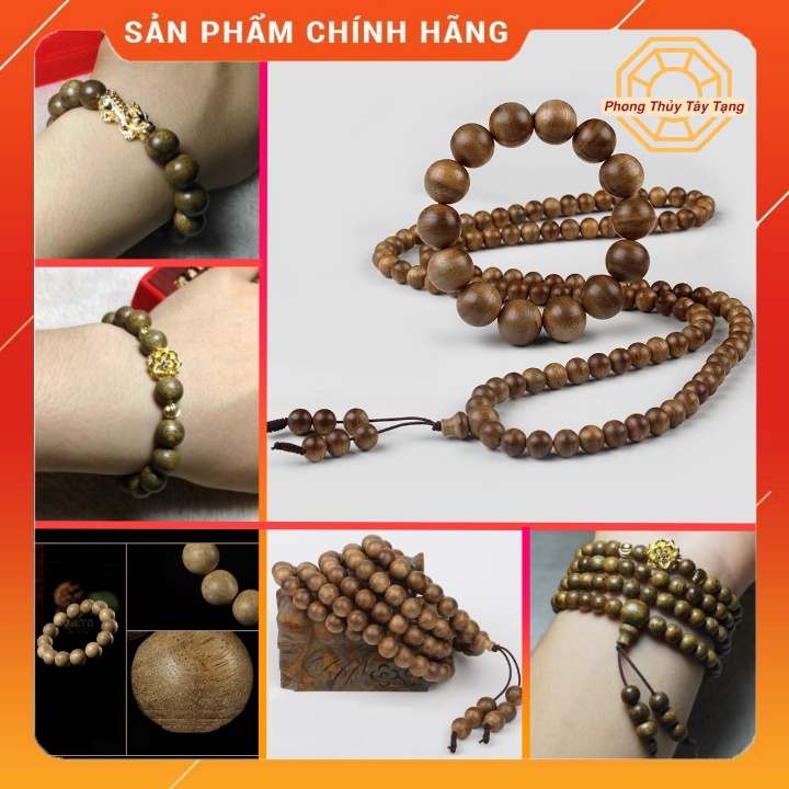 Vòng Trầm Hương Tốc, Vòng Tay Phong Thuỷ Chuỗi Tràng 108 Hạt Mix Tỳ Hưu Hoa Sen [TẶNG TÚI GẤM] - Phong Thuỷ Tây Tạng