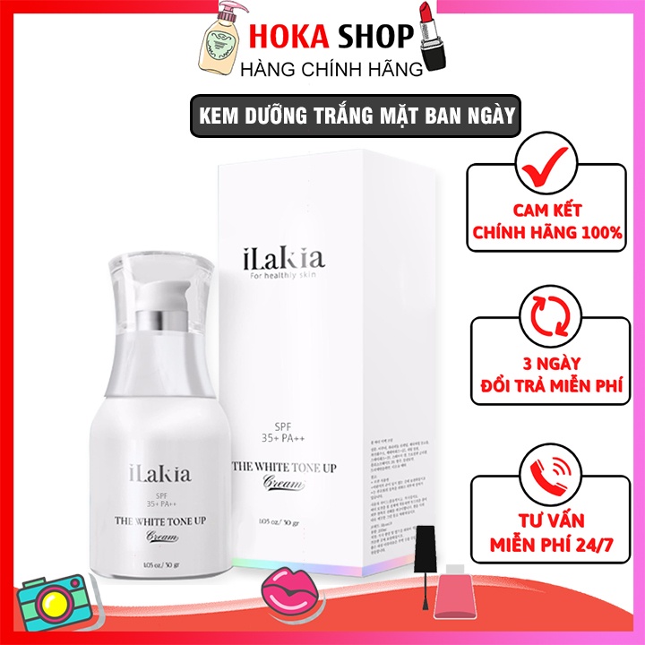 Kem Dưỡng Da Ban Ngày ILAKIA Dưỡng Trắng Da Nâng Tone Dưỡng Ẩm The White Tone Up Cream 30g - Hàn Quốc