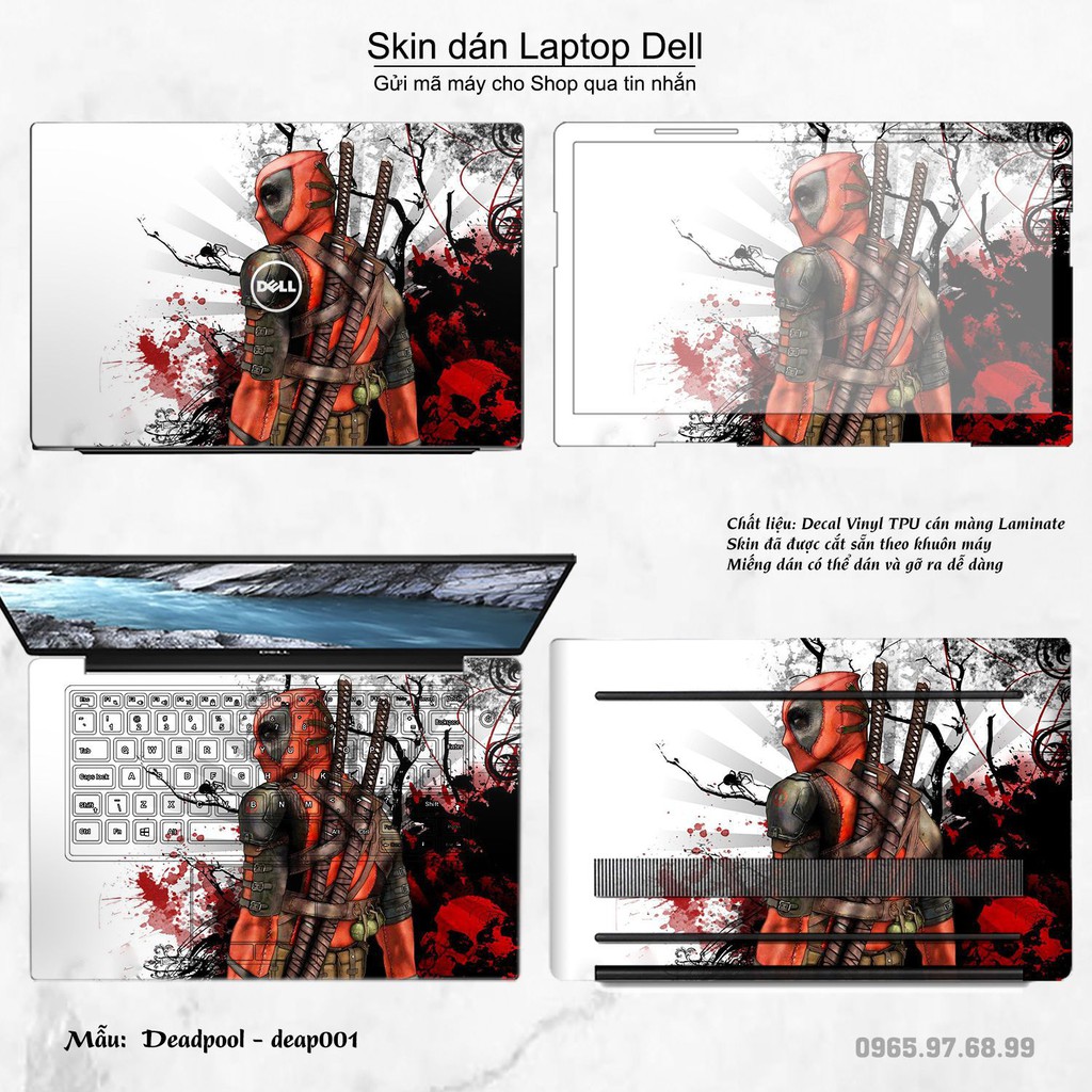 Skin dán Laptop Dell in hình Deadpool (inbox mã máy cho Shop)