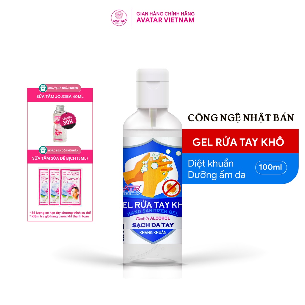 Gel Rửa Tay Khô Diệt Khuẩn Vượt Trội, X3 Dưỡng Ẩm Không Gây Khô Da AVATAR 100ml (dạng nắp)