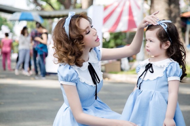 Đồ đôi mẹ bé, Đồ cặp, váy áo đồi mẹ và bé gái - có hình thật - Váy 3 lớp Vải Kate Lụa cao cấp