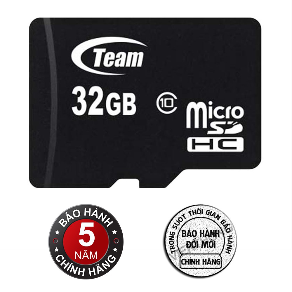 Thẻ nhớ micro SDHC Team 32GB class 10 kèm Adapter (Đen) - Hãng phân phối chính thức