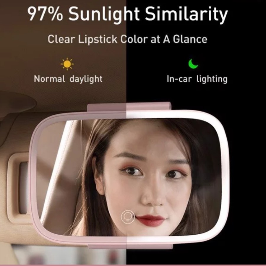 Gương trang điểm thông minh viền tích hợp đèn LED cảm ứng Baseus (Pin sạc 500mAh , Dùng ở nhà hoặc trên xe hơi)