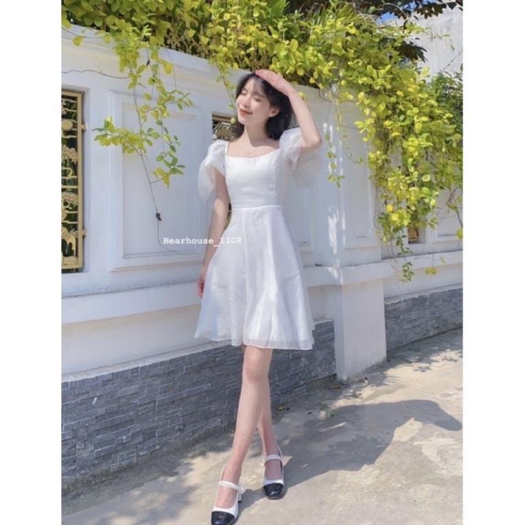 [SIÊU HOT] Đầm Baby Doll Bánh Bèo Vai Phồng 2 Lớp Chất Voan mềm, Váy Công Chúa Chụp Kỷ Yếu, Đi Chơi, Dự Tiệc Bồng Xinh