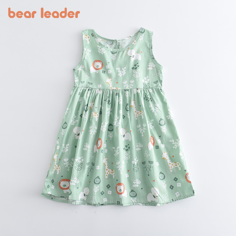 Đầm Bear Leader thời trang không tay in họa tiết hoạt hình kiểu công chúa dễ thương dành cho bé gái 2-7 tuổi