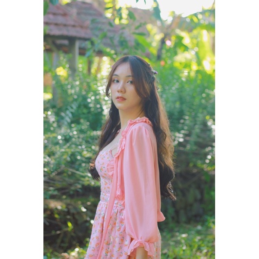 Junnie Dress - Váy hoa nhí + kèm khoác voan
