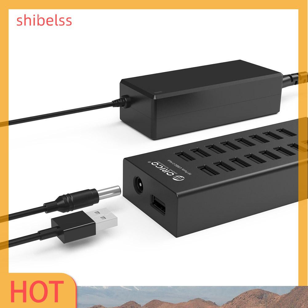 Shibelss ORICO H1613 16 Port USB 2.0 HUB USB Charging Splitter Dock w/ Power Adapter