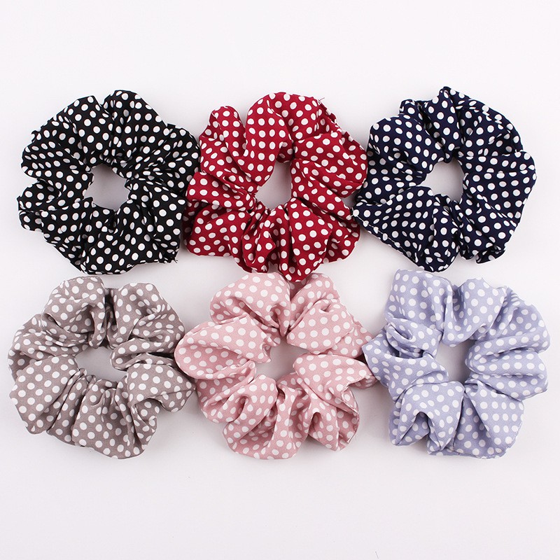 Dây buộc tóc vải chấm bi Scrunchie HOT TREND