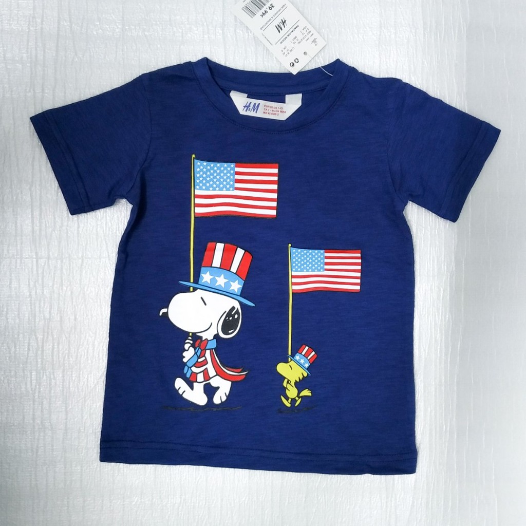 Áo thun H&M Snoopy cho bé - xanh đậm
