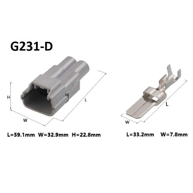 G231-Giắc cắm dòng điện cao chống thấm nước cho xe hạng nặng 7.8mm 2 lỗ