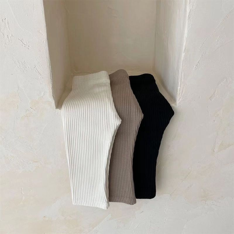 Quần Legging Cotton Mềm Mại Co Giãn Họa Tiết Kẻ Sọc Đơn Giản Thời Trang Xuân Thu Cho Bé
