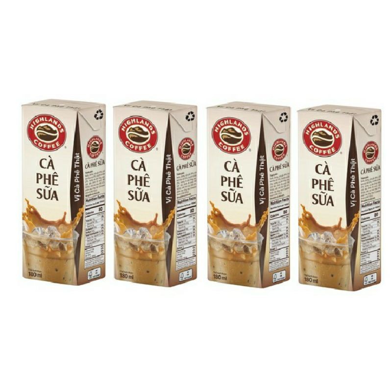 Cà Phê Sữa Đá Highlands Lốc 4 Hộp x 180ML