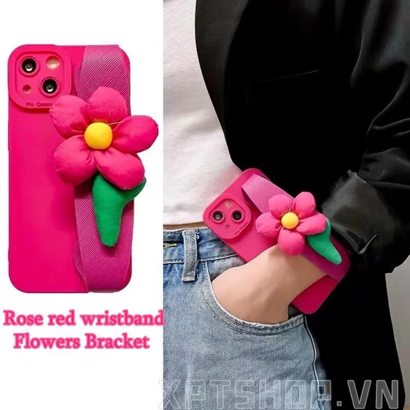 Ốp Điện Thoại Họa Tiết Hoa Hồng Có Dây Đeo Cho iphone 15 14 13 12 11 pro max xr ix xs max