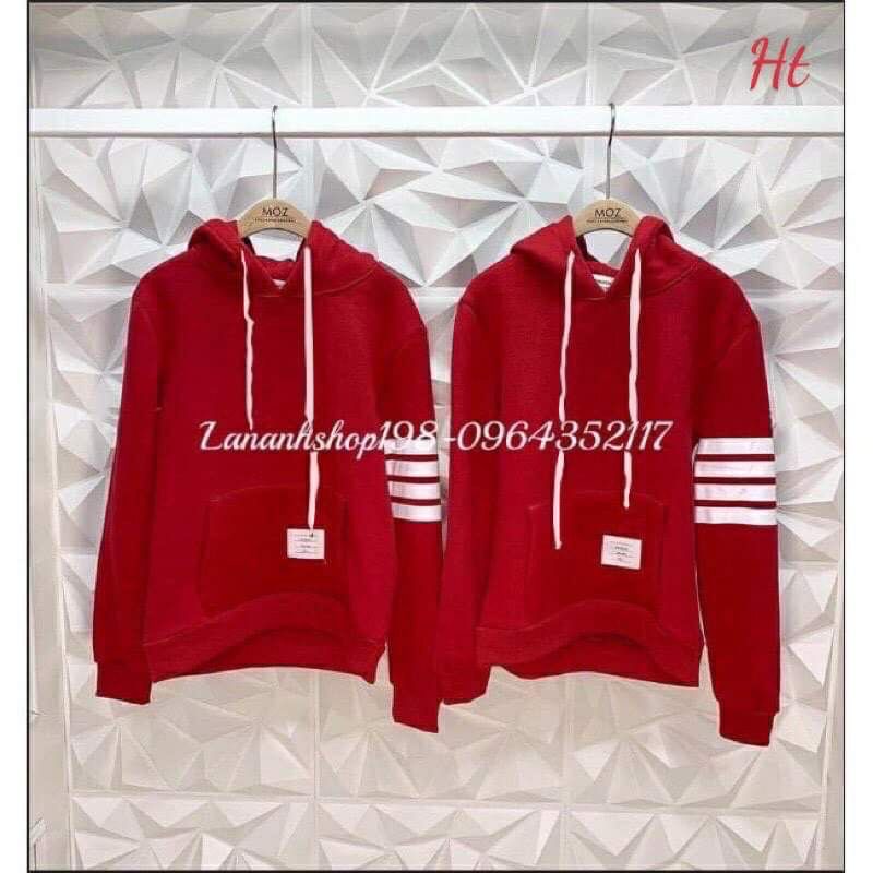 ÁO HOODIE, ÁO NỮ ĐỎ TAY PHỐI 4 SỌC TRẮNG MẪU MỚI CỰC CUTE