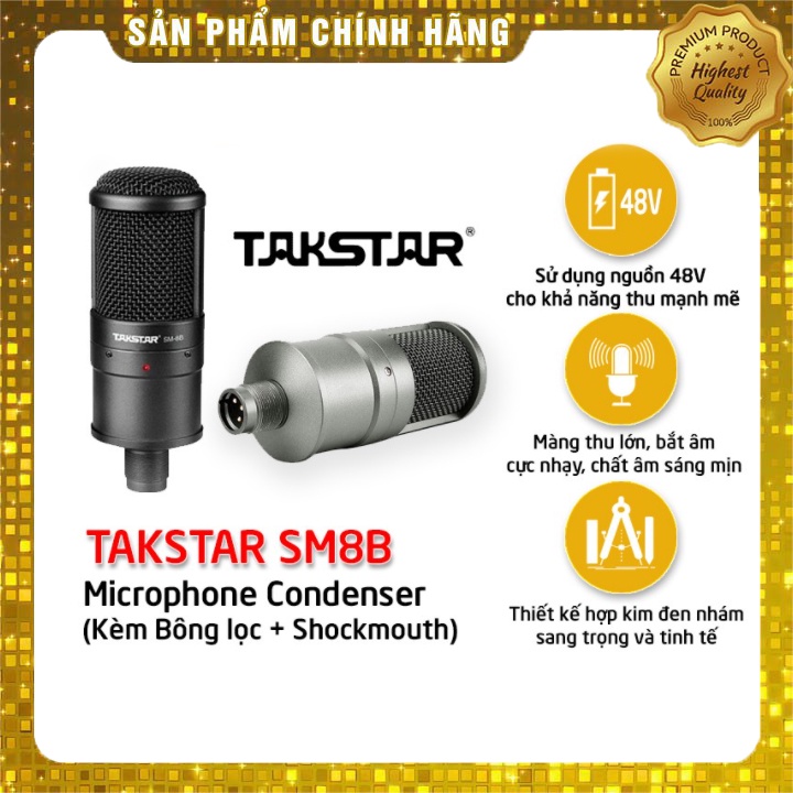 [Mã ELHACE giảm 4% đơn 300K] Mic Livestream Thu Âm Takstar Sm8b Hàng Chính Hãng