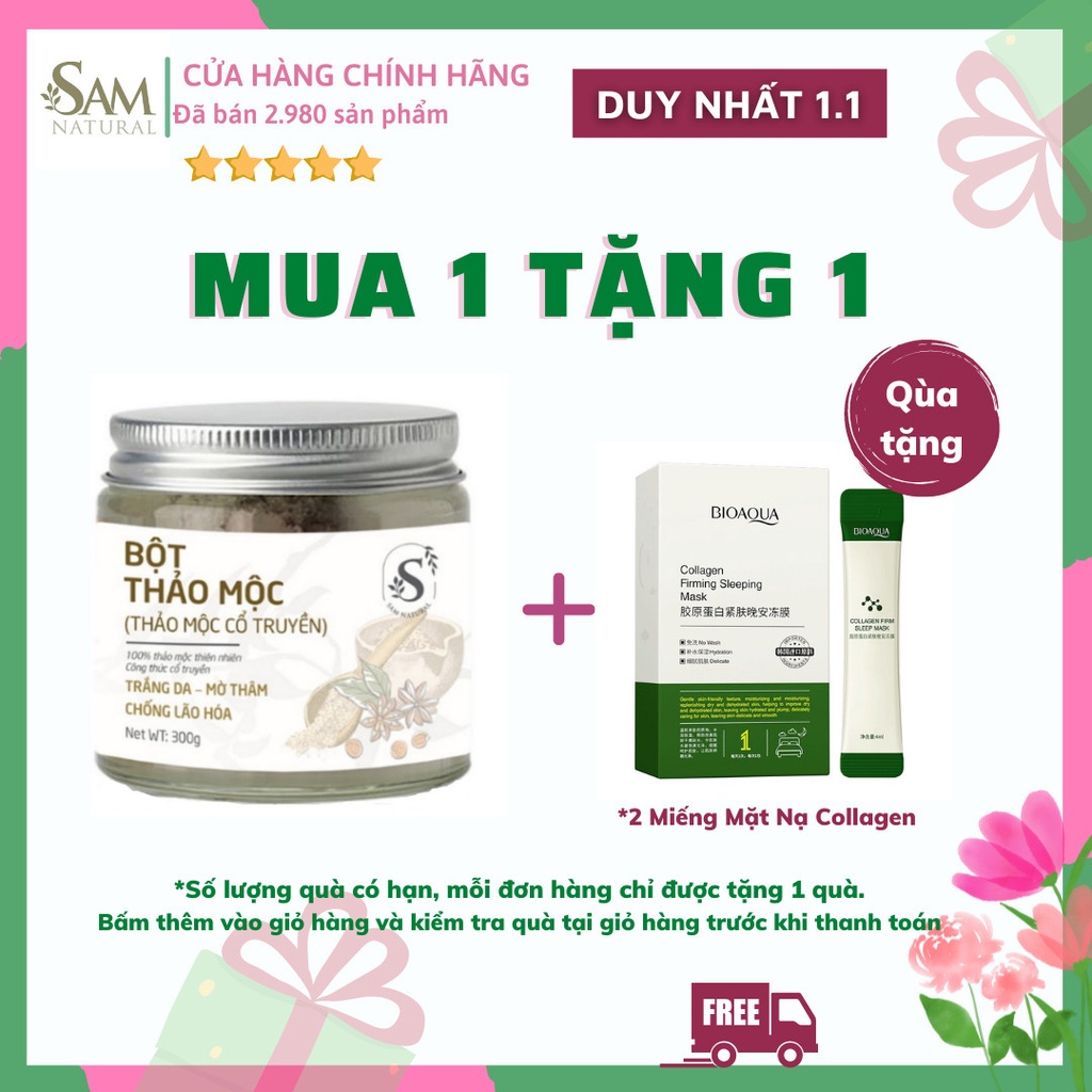 Bột Tắm Thảo Mộc Cổ Truyền Sam Natural 100% Từ Thảo Mộc Qúy Tự Nhiên Hỗ Trợ giảm Mụn Và Viêm Chân Lông,Hũ 300g HandMade | BigBuy360 - bigbuy360.vn