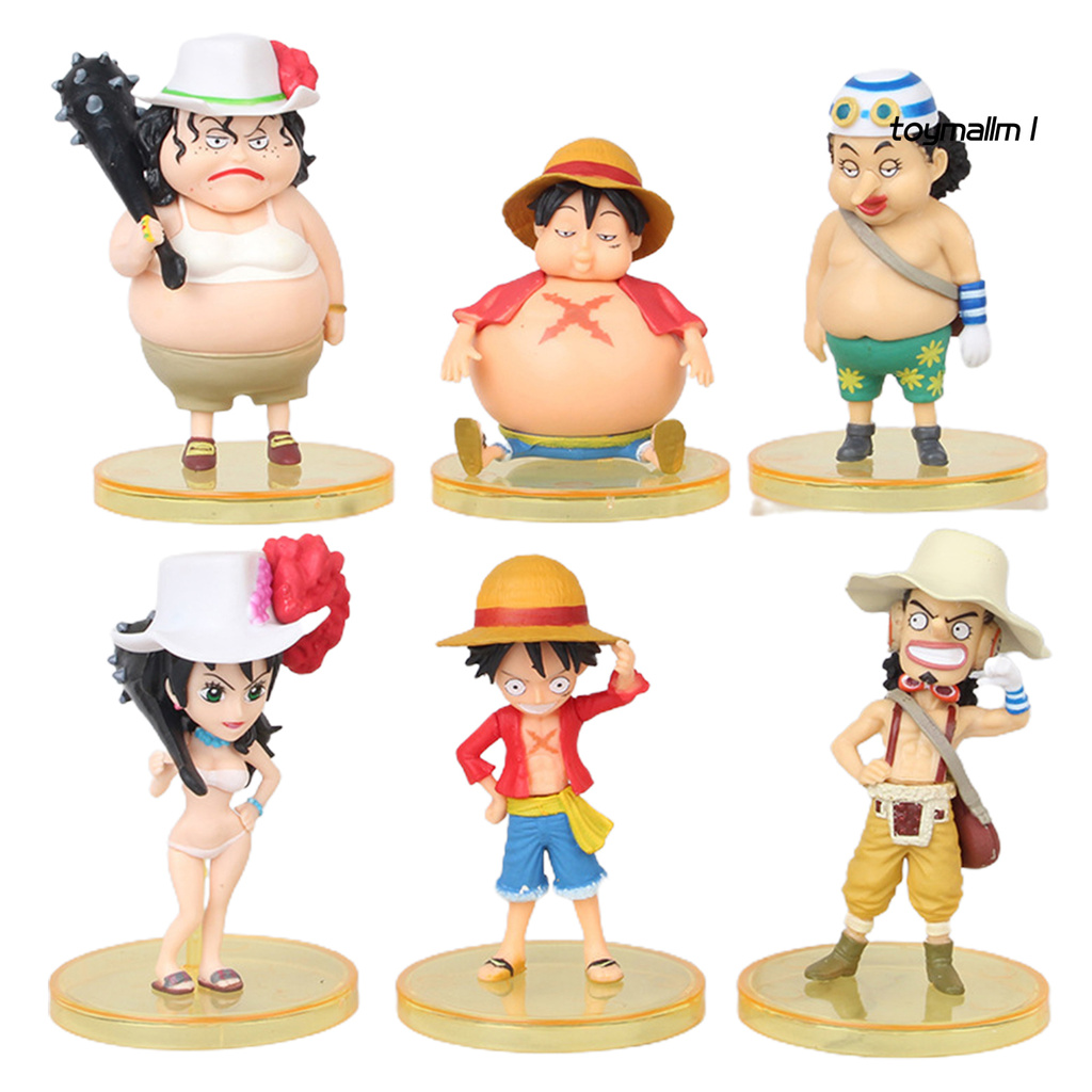 toymall 6Pcs Anime Cartoon One Piece Fat Thin Model Figure Toys Ornaments Home Decor