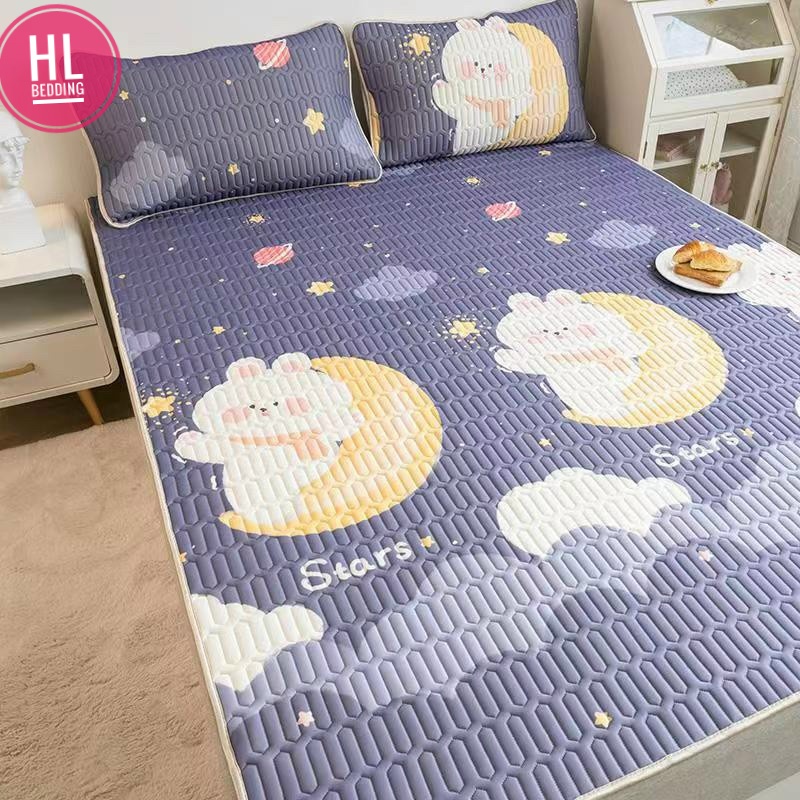 Chiếu điều hòa cao su non 5D Trăng tím HL Bedding vải lụa Tencel mát cao su non Latex mềm mịn đủ kích thước m6/m8/2m2