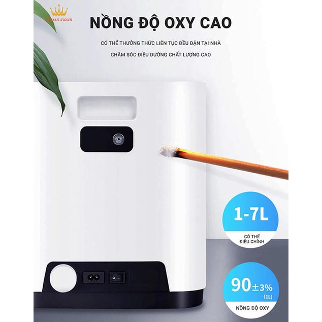 (BH 12 tháng) Máy Tạo Oxy 7 Lít Queen Crown QC ZY-1Z Xuất Xứ Trung Quốc