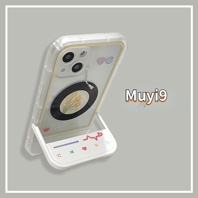 Ốp Điện Thoại Mềm Chống Rơi Hình Máy Nghe Nhạc Có Giá Đỡ Họa Tiết Hoa Cho IPhone13promax 13 12Pro MAX 12 11Promax X XS XSMAX XR