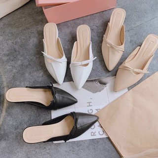 Giày búp bê mũi nhọn hở gót