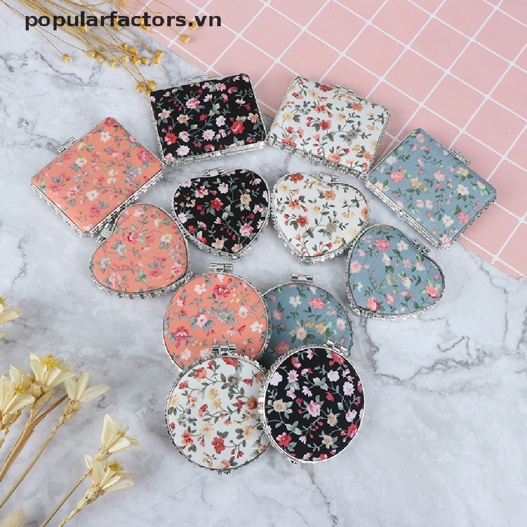 Gương Trang Điểm Hai Mặt Mini Dạng Gập Phong Cách Vintage