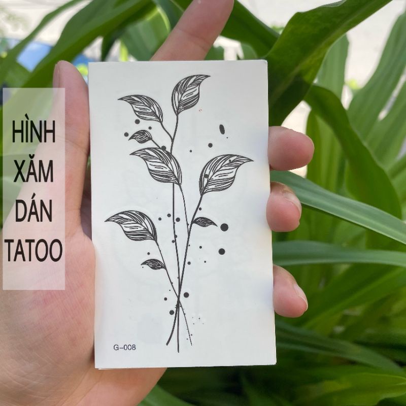 Hình xăm vân lá g08. Xăm dán tatoo tạm thời size &lt;10x6cm