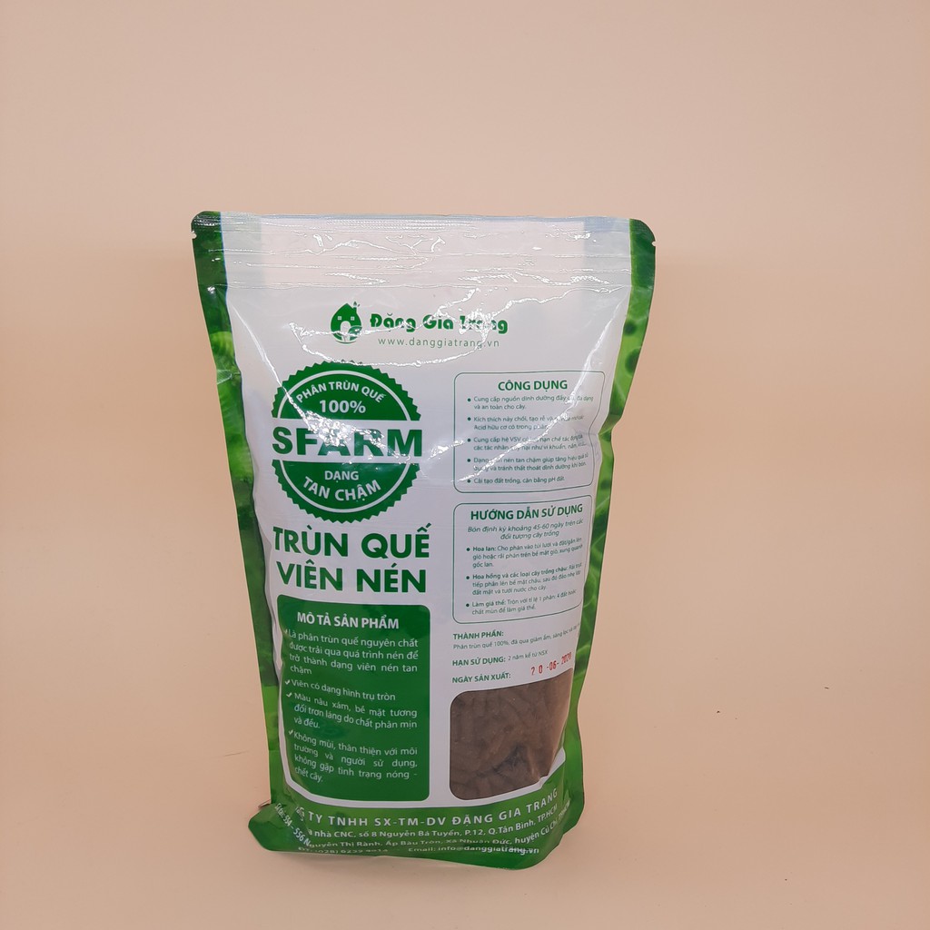 Phân trùn quế viên nén Sfarm tan chậm túi 1kg