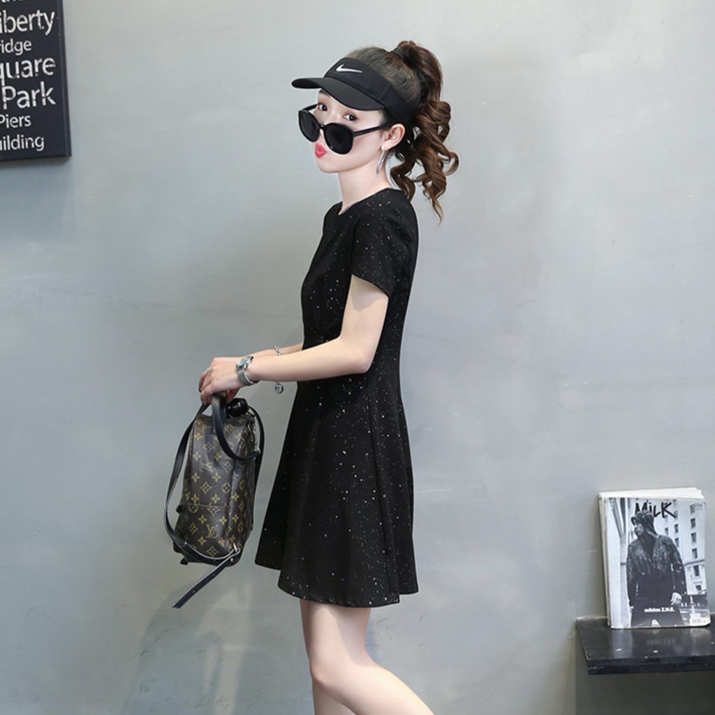 Đầm Tay Ngắn Chất Liệu Lụa Mỏng Cao Cấp Thời Trang Theo Phong Cách Hàn Quốc Cho Nữ