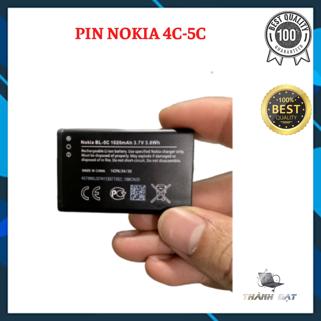 Pin nokia BL 5c 1020mAh 3.7v 3.8Wh / nokia 1280/1200/105/107/108