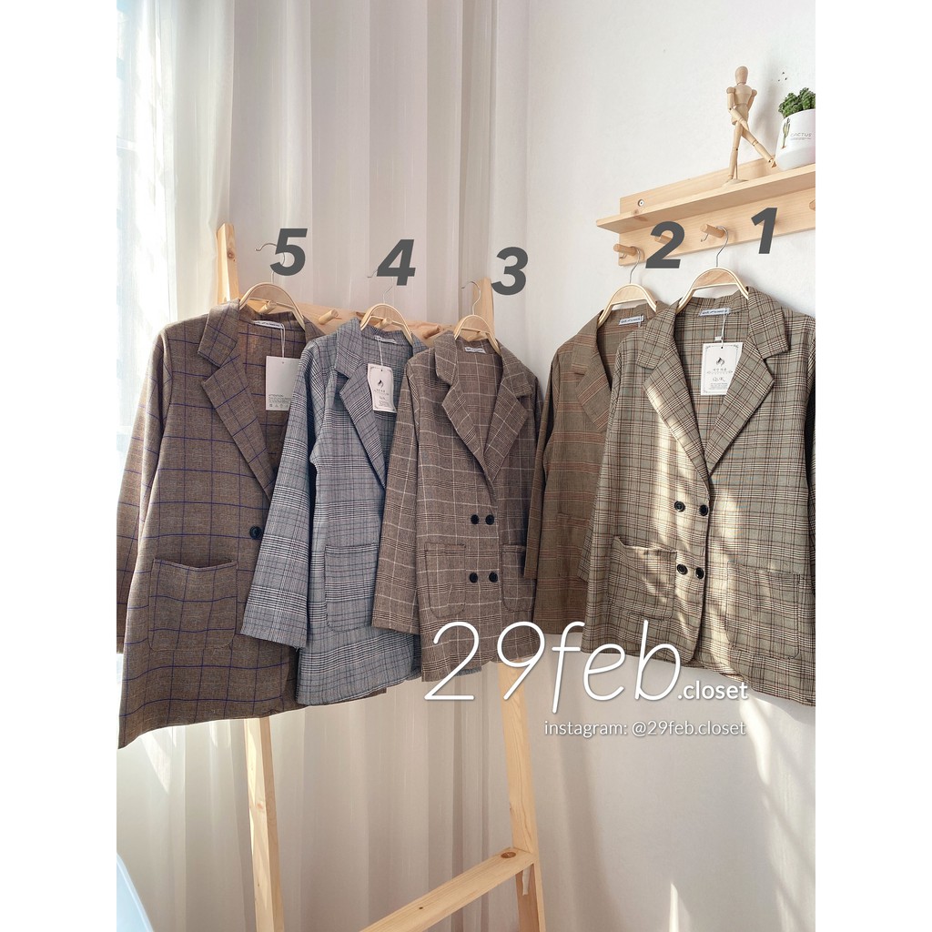 [Mã SKAMSALE06 giảm 10% tối đa 100K đơn 150K] Áo blazer kẻ 4 khuy (Ảnh thật)