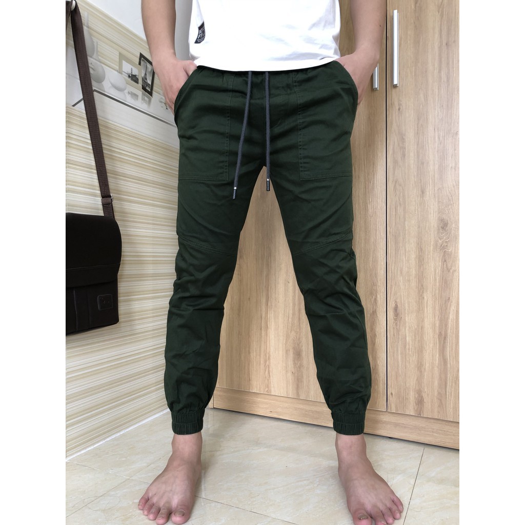 Quần jogger kaki nam nữ xanh rêu cao cấp