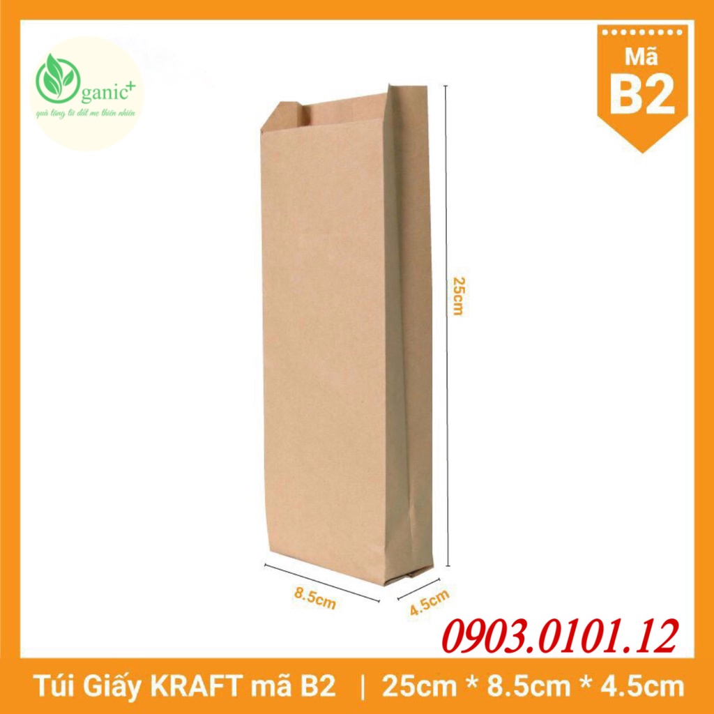 Túi giấy kraft đựng bánh mì cao cấp nhật bản, Túi nguyên sinh đựng thực phẩm an toàn vệ sinh