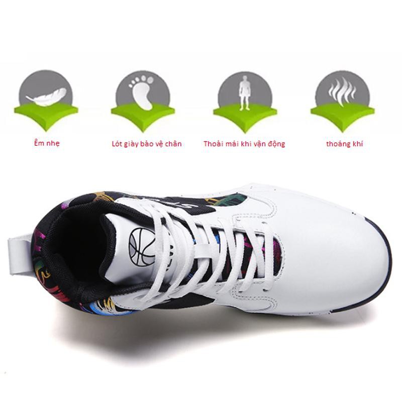 (MẪU 2020) Giày bóng rổ nam - Giày Sneaker nam, Giày tăng chiều cao nam cao cấp Hamishu-TPR23, da PU bền đẹp