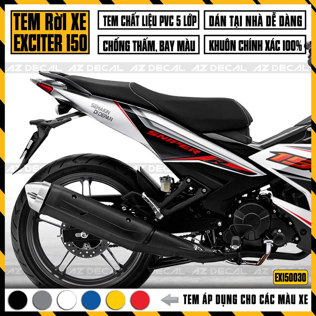 Tem Chế Xe Exciter 150 Mẫu Sniper R | 2EX15030 | Decal Rời Dán Xe Máy Ex150 Chống Thấm Nước, Chống Bay Màu