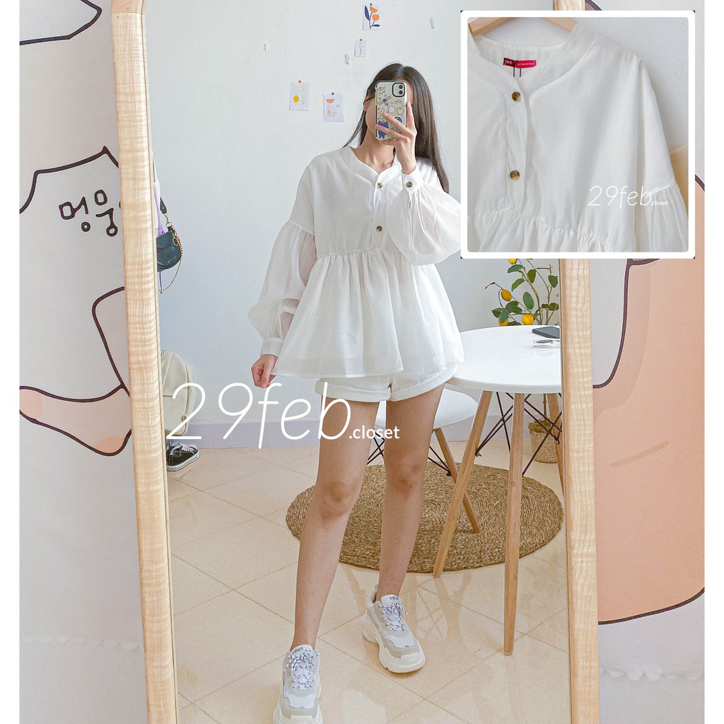 Áo babydoll voan 2 lớp cổ V (Ảnh thật)