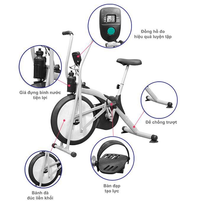 Xe đạp tập thể dục tại nhà liên hoàn Air Bike MK98 + Tặng máy massage xung điện EMS